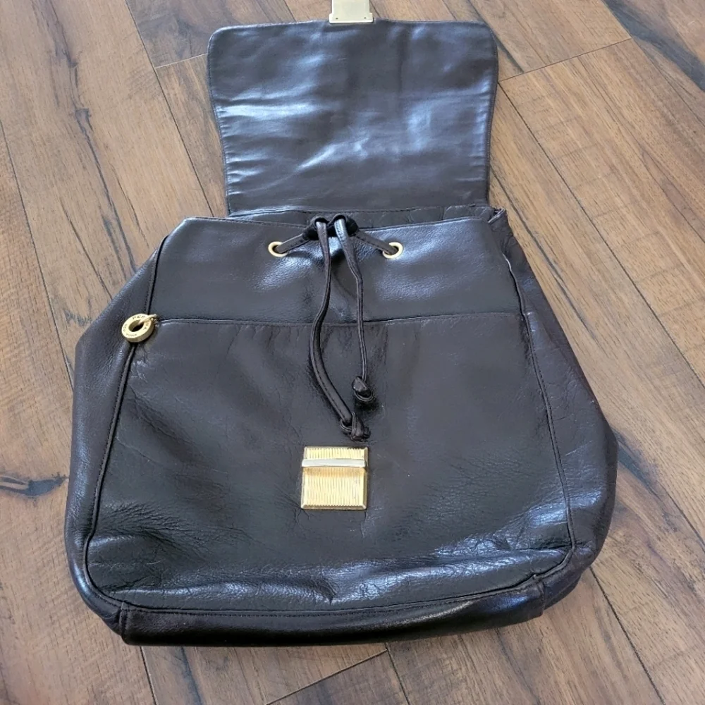 Perlina‎ 90's Chocolate Brown Leather Backpack
